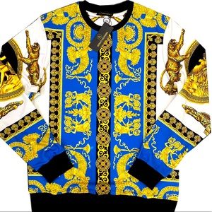 NEW MEN’S LONG SLEEVE SWEATSHIRT GOLD BAROQUE, SERGIO GIOVANNI, US SIZE.